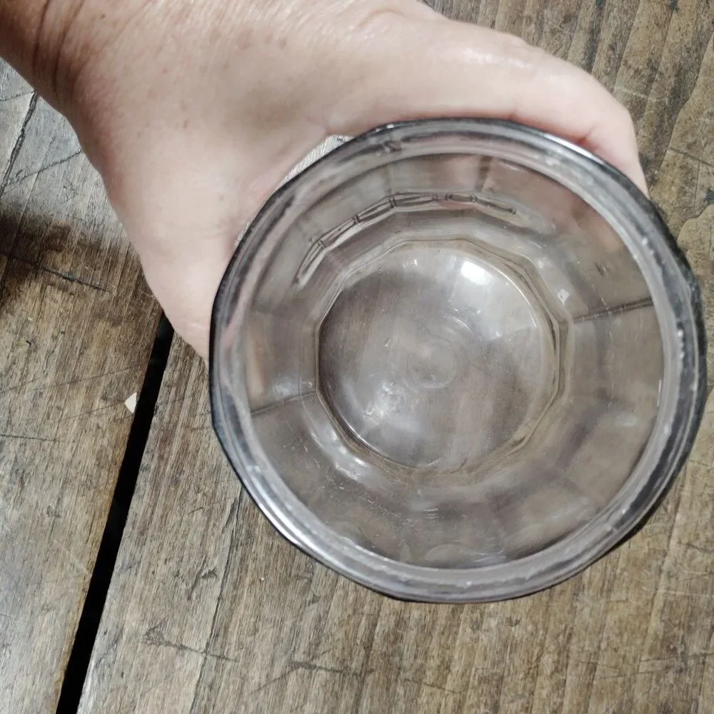 Vintage Hoosier Cabinet Clear Glass Panel Design COFFEE Embossed Jar Spice Lid